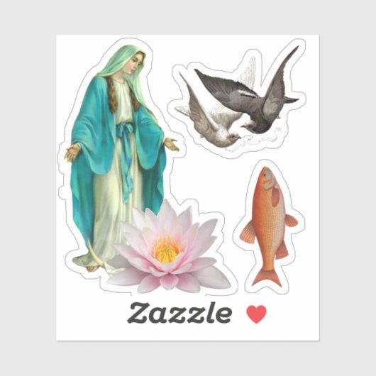 Mary, Doves, Fish Sticker (Vel)