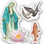 Mary, Doves, Fish Sticker (Voorkant)