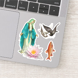 Mary, Doves, Fish Sticker