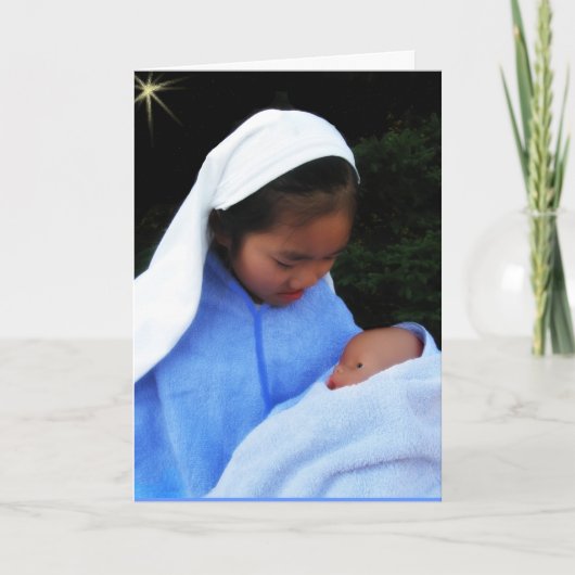 Mary en Baby Feestdagen Kaart (Voorkant)