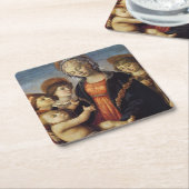 Mary en Baby Jesus met Angels Kerstmis Kartonnen Onderzetters (Schuin)