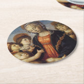 Mary en Baby Jesus met Angels Kerstmis Ronde Kartonnen Onderzetter (Gebogen)