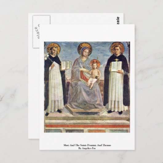Mary en de heiligen Dominic en Thomas Briefkaart (Voorkant / Achterkant)