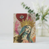 Mary en Engel Mixed Media Collage Briefkaart (Staand voorkant)