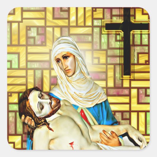 mary- en jesusstickers vierkante sticker (Voorkant)