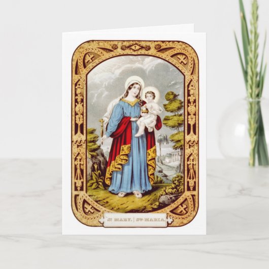 Mary en Jezus, een Vintage kerstkaart Feestdagen Kaart (Voorkant)