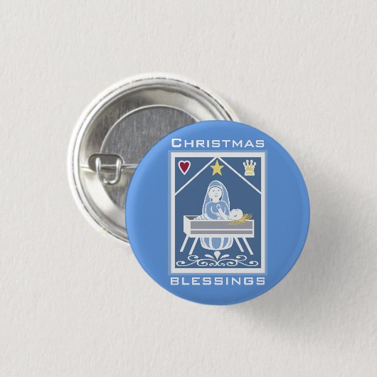 Mary en Jezus kerstzegeningen Ronde Button 3,2 Cm (Voorkant /achterkant)