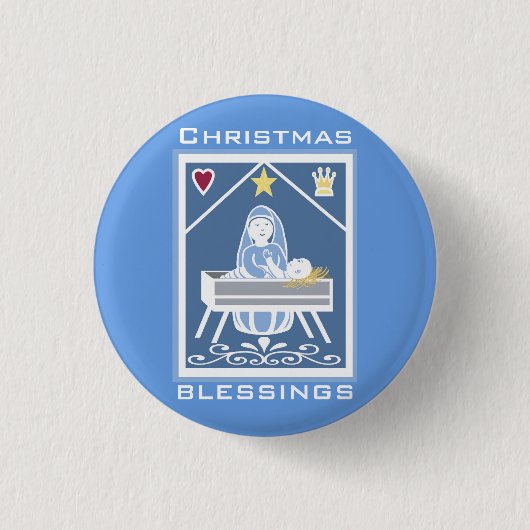 Mary en Jezus kerstzegeningen Ronde Button 3,2 Cm (Voorkant)