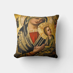 Mary en Jezus Kind zonder blozen Kussen
