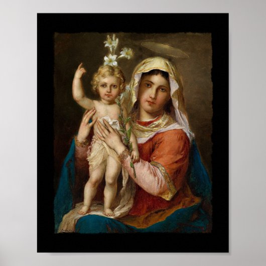 Mary en Jezus met Lily Poster (Voorkant)