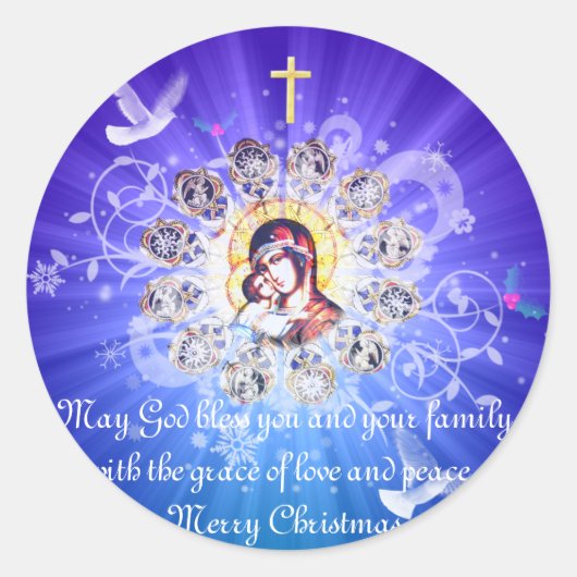 Mary en Jezus Ronde Sticker (Voorkant)