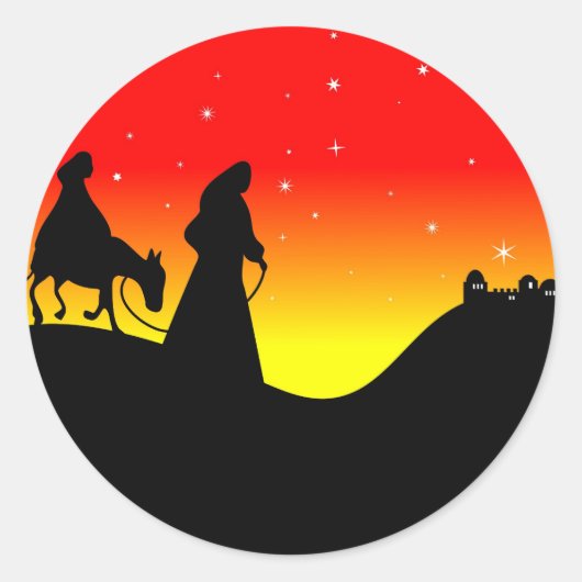 Mary en Joseph Ronde Sticker (Voorkant)