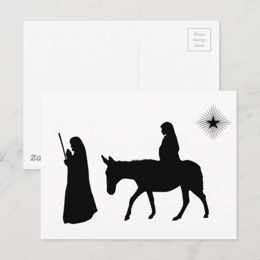 Mary en Joseph Silhouette Briefkaart (Voorkant / Achterkant)