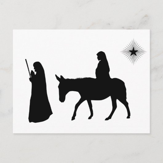 Mary en Joseph Silhouette Briefkaart (Voorkant)