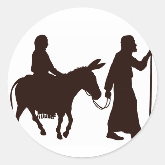 Mary en Joseph silhouetten Ronde Sticker (Voorkant)