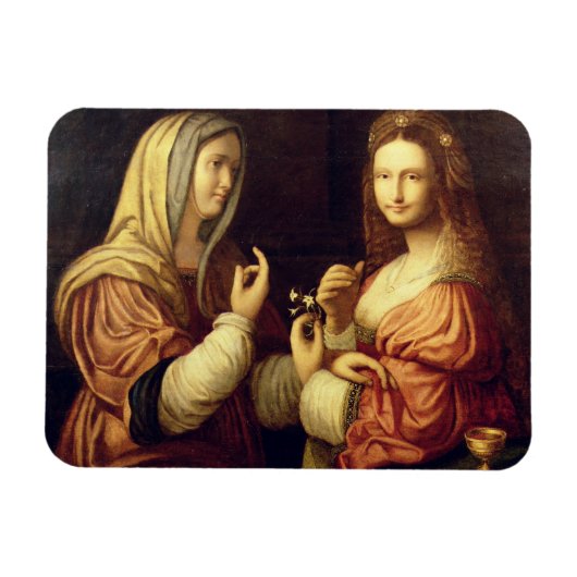 Mary en Martha (olie op het paneel) Magneet (Horizontaal)