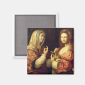 Mary en Martha (olie op het paneel) Magneet (Voorkant / Achterkant)