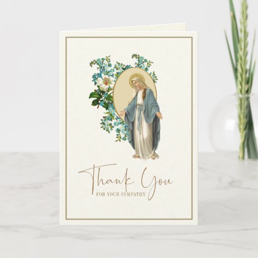 Mary Floral katholieke begrafeniscondoleances Bedankkaart (Voorkant)