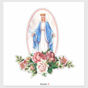 Mary Floral Wreath Vinyl Sticker