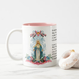 Mary Flowers Memorare Prayer Tweekleurige Koffiemok
