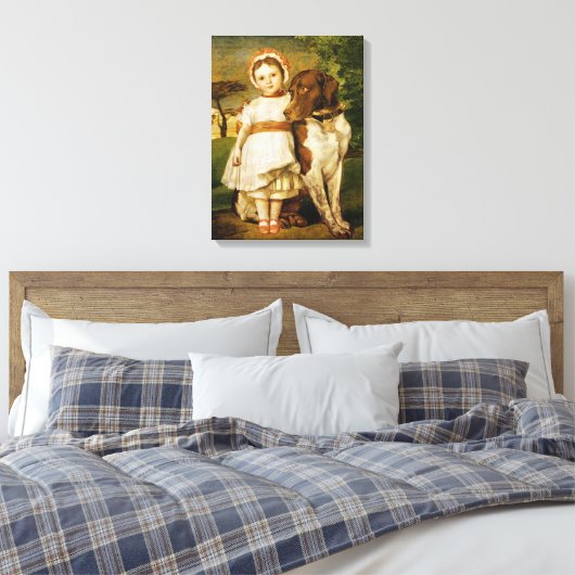 Mary Fox met haar Spaanse wijzerhond (G.F. Watts) Canvas Afdruk (Insitu (Slaapkamer))