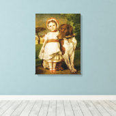 Mary Fox met haar Spaanse wijzerhond (G.F. Watts) Canvas Afdruk (Insitu (Houten vloer))