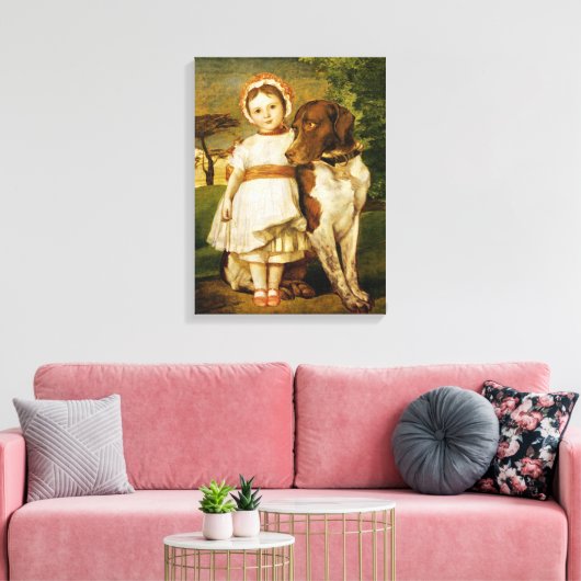Mary Fox met haar Spaanse wijzerhond (G.F. Watts) Canvas Afdruk (Insitu (Woonkamer))