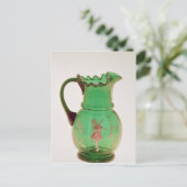 Mary Gregory green jug met ontslagen enamel Briefkaart (Staand voorkant)
