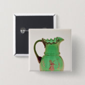 Mary Gregory green jug met ontslagen enamel Vierkante Button 5,1 Cm (Voorkant /achterkant)