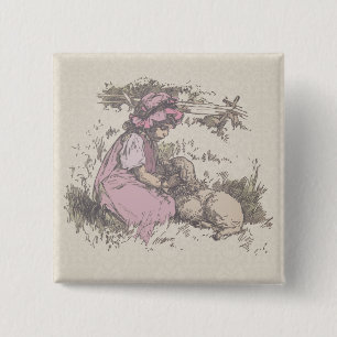 Mary Had a Little Lamb kinderrijmpje Vierkante Button 5,1 Cm