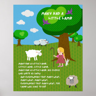 Mary Had a Little Lamb Rijmpje Poster