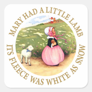 Mary had een kleine lamp vierkante sticker
