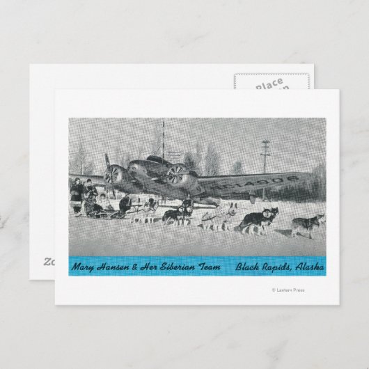 Mary Hansen en Siberiërs met vliegtuig Briefkaart (Voorkant / Achterkant)