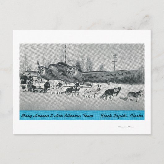 Mary Hansen en Siberiërs met vliegtuig Briefkaart (Voorkant)