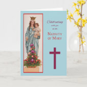 Mary Heilige Moedernativiteit Feast Day Blessings Kaart (Gele Bloem)