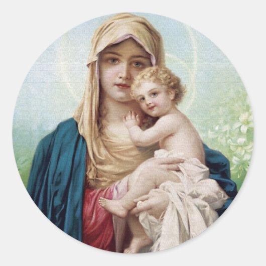 Mary holding Jesus Ronde Sticker (Voorkant)