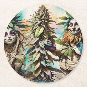 Mary Jane en Budman Ronde Kartonnen Onderzetter