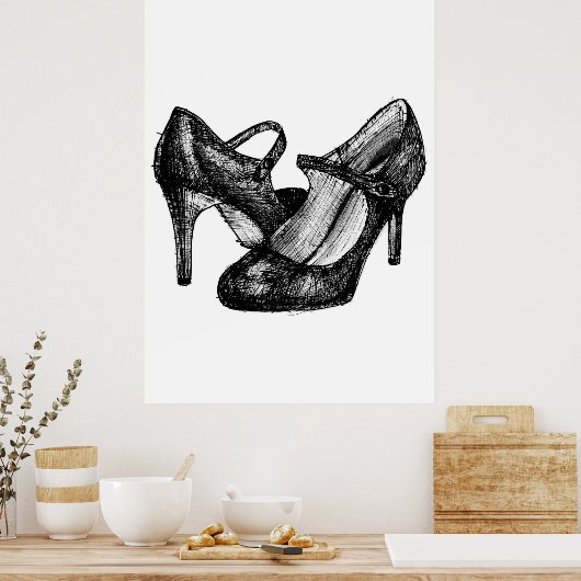 Mary Jane Heels Mode Sketch Poster (Keuken)