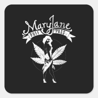 Mary Jane Puff-pas Woman Artwork wit Vierkante Sticker