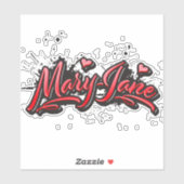 Mary-Jane red Heart Graffiti Aufkleber Sticker (Vel)