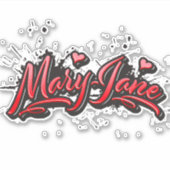 Mary-Jane red Heart Graffiti Aufkleber Sticker (Voorkant)