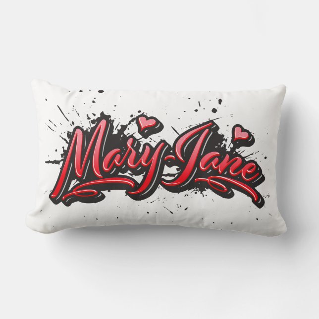 Mary-Jane red Heart Graffiti Kissen lang Kussen (Voorkant)