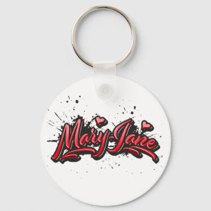 Mary-Jane red Heart Graffiti Schlüsselanhänger run Sleutelhanger