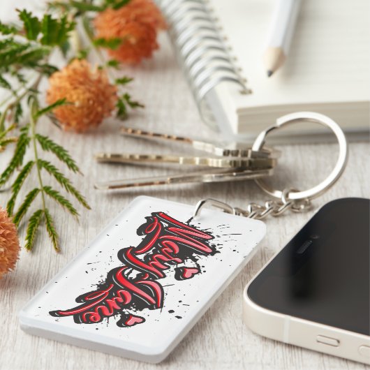 Mary-Jane red Heart Graffiti Schlüsselanhänger Sleutelhanger (Voorkant Rechts)