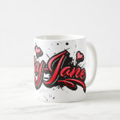 Mary-Jane red Heart Graffiti Tasse Kaffeetasse Koffiemok (Voorkant rechts)