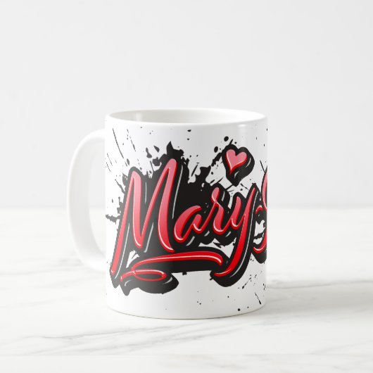 Mary-Jane red Heart Graffiti Tasse Kaffeetasse Koffiemok (Voorkant links)