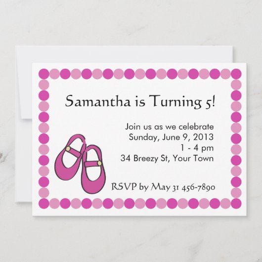 Mary Janes Birthday Party Invitation Kaart (Voorkant)