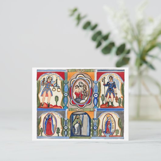 Mary Jesus Christus Religieuze volkskunst Schilder Briefkaart (Staand voorkant)