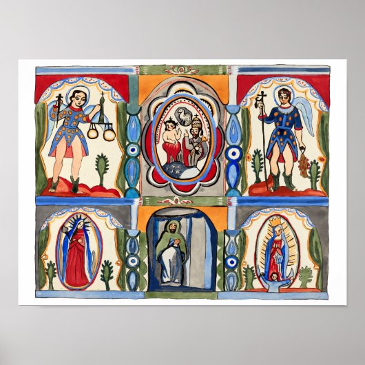 Mary Jesus Christus Religieuze volkskunst Schilder Poster (Voorkant)