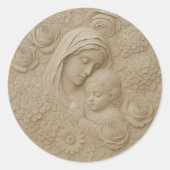 Mary Jesus Floral Religious Catholic Ronde Sticker (Voorkant)